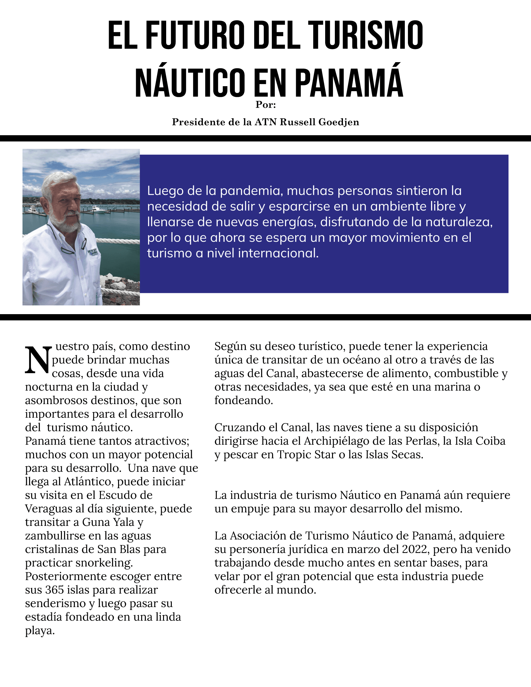 El Futuro del turismo náutico en Panamá